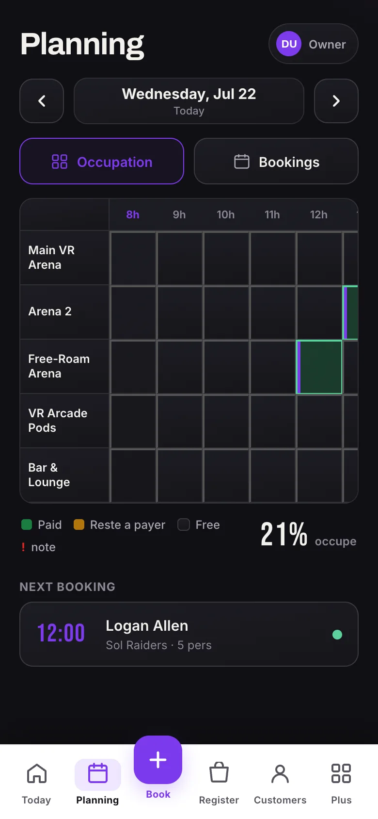The team schedule on mobile
