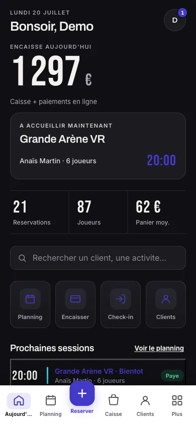 L'accueil de l'app Pulzar : la journée en un coup d'œil